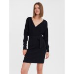 Robe longue regular fit col en v manches longues au - dessus du genou noir Robe longue regular fit col en v manches longues au - dessus du genou noir