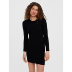 Robe longue slim fit col rond manches longues noir en viscose