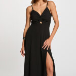 Robe longue unie fines bretelles noir