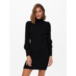 Robe en maille col haut manches longues longueur mini noir