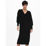 Robe en maille col en v manches longues au - dessus du genou noir