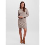Robe en maille relaxed fit col rond manches longues au - dessus du genou marron