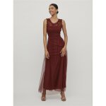 Robe longueur maxi dentelle fminine marron