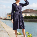 Robe mi - longue bleue dana bleu marine en viscose