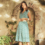 Robe mi - longue sans manche meghan réédition vert en viscose Robe mi - longue sans manche meghan réédition vert en viscose