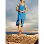 Robe midi skylar bleu en coton