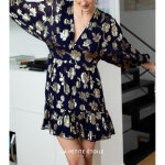 Robe nida bleu marine en viscose