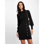Robe pull ajustée avec boutons noir en viscose Robe pull ajustée avec boutons noir en viscose