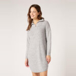Robe pull courte col camionneur gris