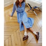 Robe reem raye bleu en coton Robe reem raye bleu en coton