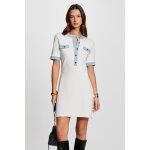 Robe tricot col rond bimatiere