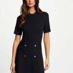 Robe tricot col rond manche courte marine