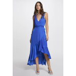 Robe unie fluide bretelles dentelle bleu Robe unie fluide bretelles dentelle bleu