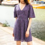 Robe violette manches courtes zana Robe violette manches courtes zana