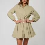 Robe vobe en coton kaki