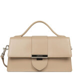 Sac baguette  rabat avec fermoir m paris ily beige fonc en cuir