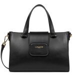 Sac cabas main a rabat aimant paris pad noir en cuir