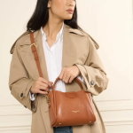 Sac  main aimante s ida double en cuir marron