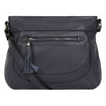 Sac port travers - cuir de vachette bleu minuit lana