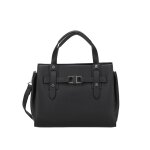 Sac port main, bandoulire noir en cuir daphn
