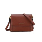 Sac rabat port travers raquel en cuir - marron