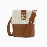 Sac seau en faux shearling camel