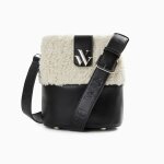 Sac seau en faux shearling noir