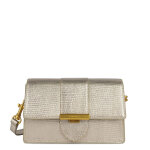 Sac trotteur a rabat avec fermoir s exo ily champagne en cuir