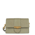 Sac trotteur a rabat avec fermoir s exo ily olive en cuir
