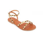 Sandale femme hanak marron l�opard en cuir