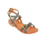 Sandale femme hepana vert en cuir