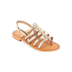 Sandale femme herisson dor� en cuir