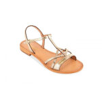 Sandale femme hironela dor en cuir