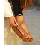 Sandales  plateforme femme cuir camel