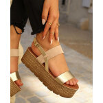 Sandales  plateforme femme cuir gold