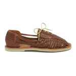 Sandale tressee chocolat santana en cuir