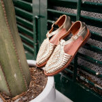 Sandales tresses peonia champagne en cuir