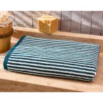 Serviette de bain en coton bleu canard motif rayures - collection charlie