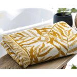Serviette de bain en coton 500 g / m� jaune ocre motif v�g�tal - collection tarzany