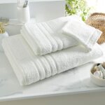 Serviette de toilette en coton bandesechelle 50x90 blanc cass�