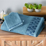 Serviette de toilette en coton bleu avec liteau cercle - servoptique
