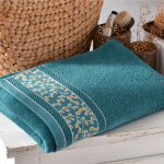 Serviette de toilette coton herbal bleu canard
