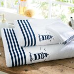 Serviette de toilette, drap de bain en coton phare blanc