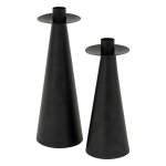Set de 2 bougeoirs automne mtal noir