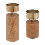 Set de 2 bougeoirs en bois