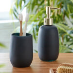 Set gobelet et distributeur de savon liquide en verre clarion teinte noire