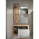 Set de meuble d'entre comprenant 3 pieces : meuble a chaussure et miroir porte manteau l91 cm