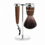Set de rasage 3 pices bois rasoir mach3 - blaireau black fiber - mencorner