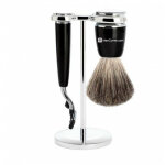 Set de rasage 3 pices noir mach3 et blaireau - pure badger - mencorner
