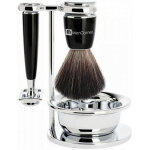 Set de rasage 4 pices - manche rsine noire - mencorner